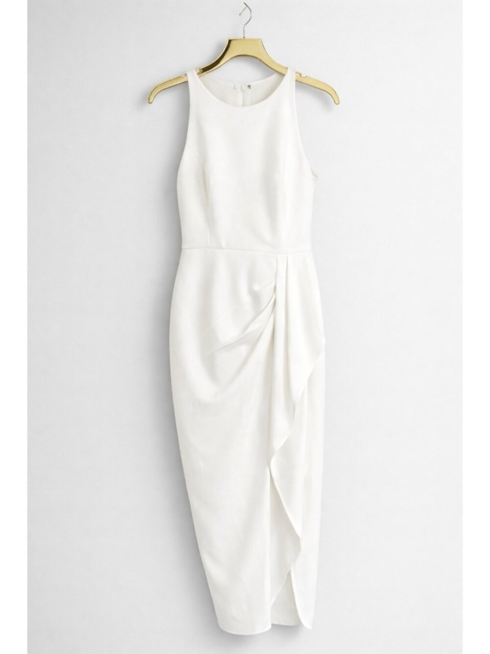 Betsy & Adam Womens Maxi Gown Dress Size 6 White Faux Wrap Ruffled